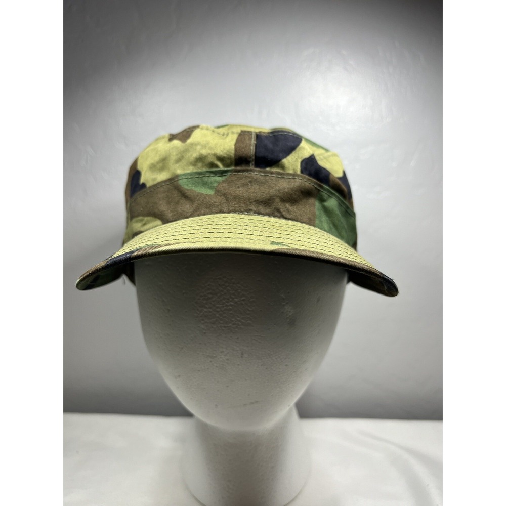 Vintage Army Cap Sz‎ 6 3/4 Woodland Camo Pattern Ear Flaps Hat Military Issued